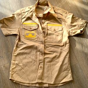 DirtyBird Campout Camper Khaki Shirt Button Up XS Women West
